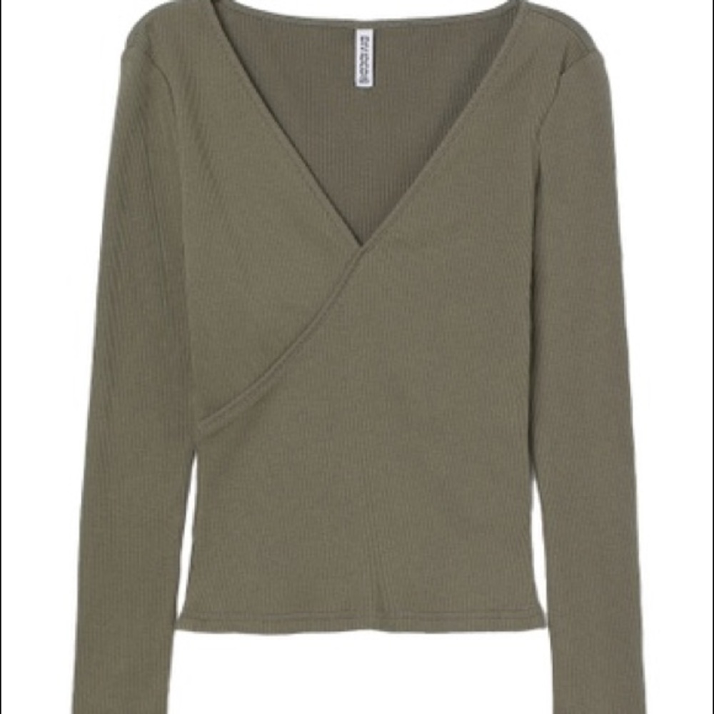 ISO H&M RIBBED JERSEY TOP GREEN SIZE L OR XL